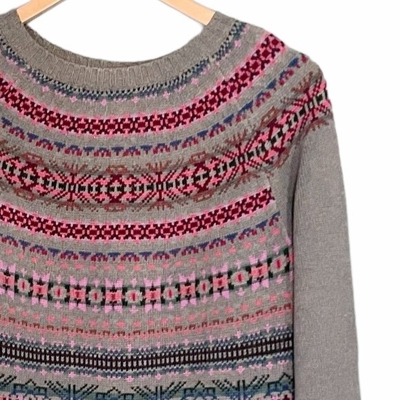 Vintage Chaps Fair Isle Nordic Sweater Cotton Blend Pink Sage Multi Size Medium - Picture 8 of 12